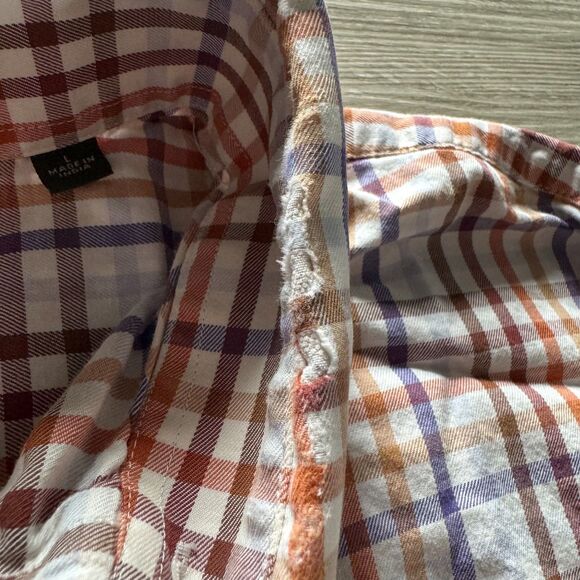 Orvis Button down collar casual shirt Blue,Brown, Orange Pattern Size L - Picture 6 of 9